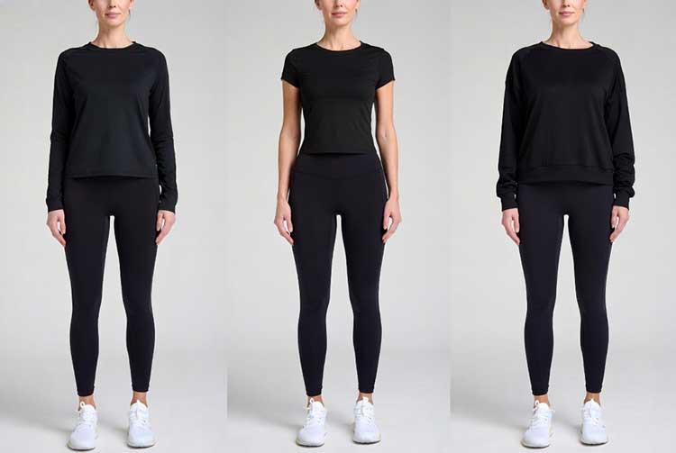 لباس ورزشی تمام مشکی با کفش رانینگ سفید: برای باشگاه و فعالیت بدنی